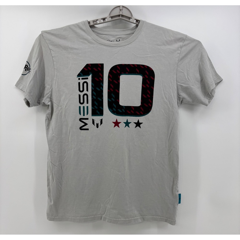 Lionel Messi 10 T-Shirt Men's Large Gray Graphic Hard Rock
